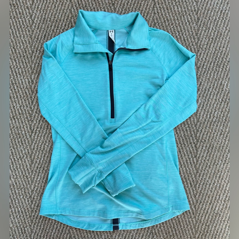 Under Armor Feathered Teal Quarter Zip with Thumb Holes - S